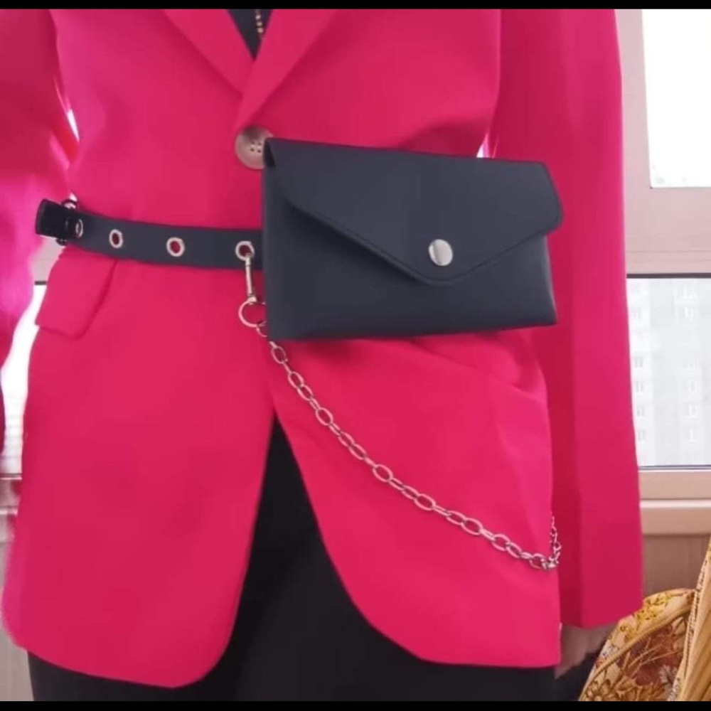 New! Small Black Leather Belt Bag